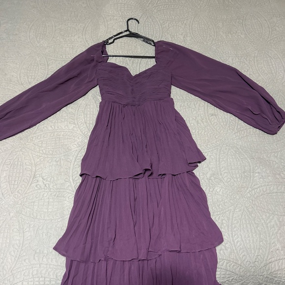 Lulus Impactful Elegance Purple Tiered Balloon Sleeve Maxi Dress - Size M - Picture 2 of 4